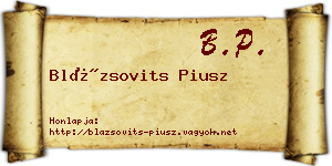Blázsovits Piusz névjegykártya